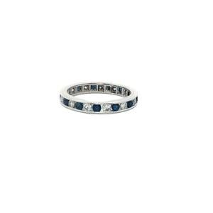 NEW NORMANI women's sapphire and diamond wedding band ring in white/blue